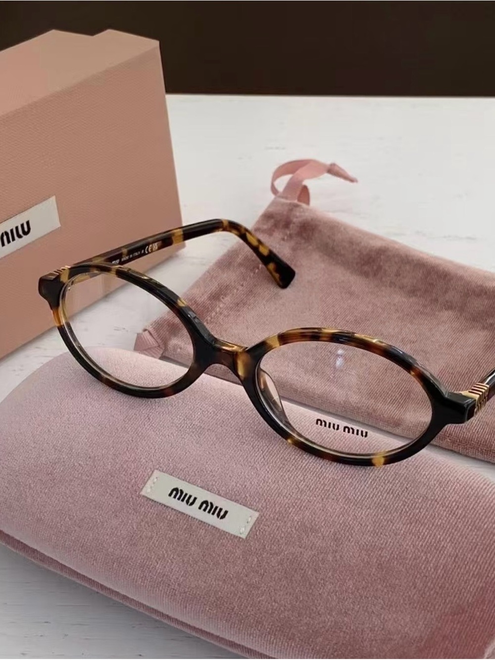Miu Miu Tortoiseshell Round Optical Frames - Brown/Amber